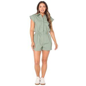 CELEBRITY PINK Bungee Cord Waist Romper Short Sleeve Olive M